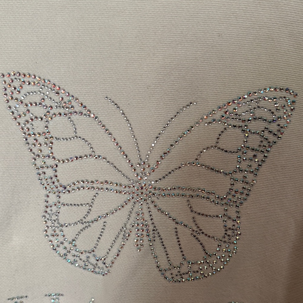Hazel Cream Rhinestone Butterfly Sweatshirt - Picture 5 of 5